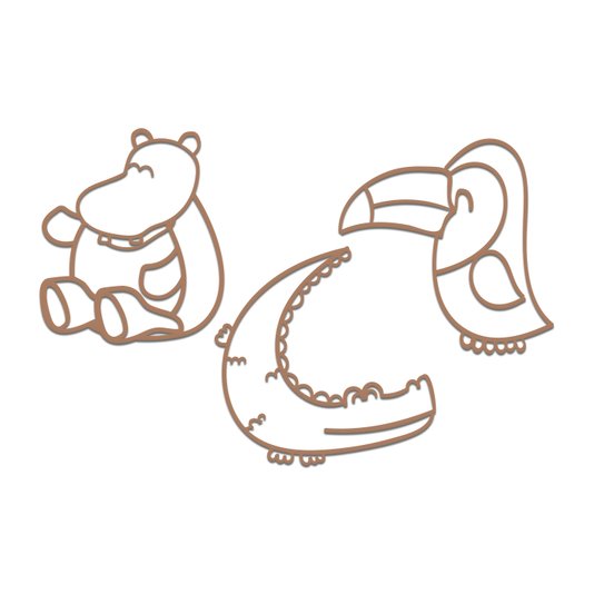 Kit 3 Apliques De Parede 3D Infantis Animais Mdf 3mm
