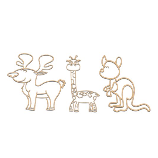 Kit 3 Apliques De Parede 3D Infantis Animais Mdf 3mm