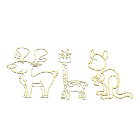 Kit 3 Apliques De Parede 3D Infantis Animais Mdf 3mm