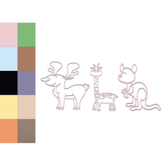 Kit 3 Apliques De Parede 3D Infantis Animais Mdf 3mm