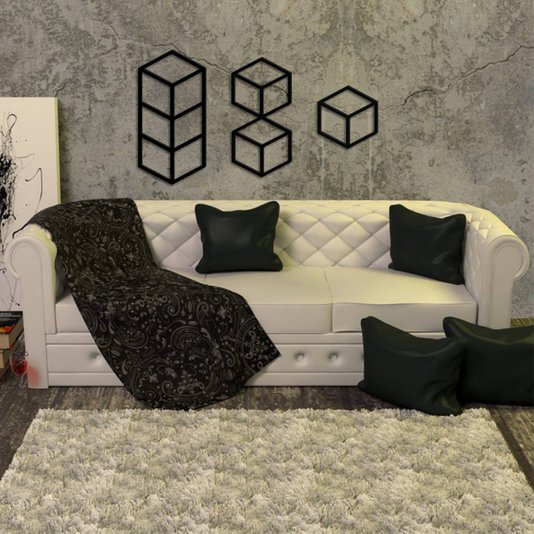 Kit 3 Painéis Cubos Decorativos em Mdf Laminado 3mm Vazado