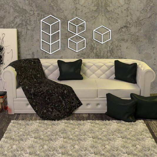 Kit 3 Painéis Cubos Decorativos em Mdf Laminado 3mm Vazado