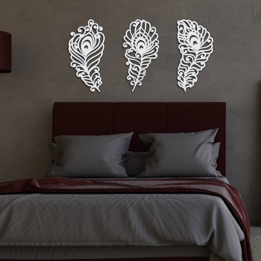 Kit 3 Painéis Folhas Decorativas em Mdf 3mm Vazado