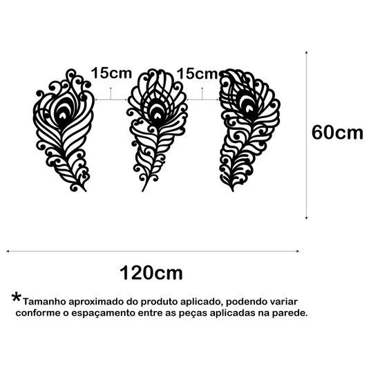 Kit 3 Painéis Folhas Decorativas em Mdf 3mm Vazado