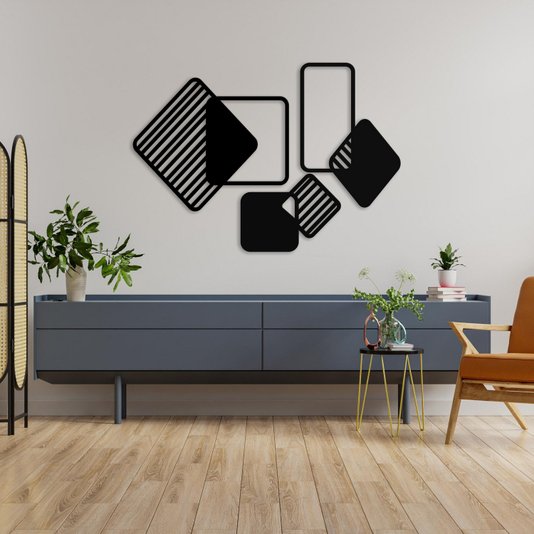 Kit 3 Painéis Geométricos Decorativos em Mdf 3mm Vazado