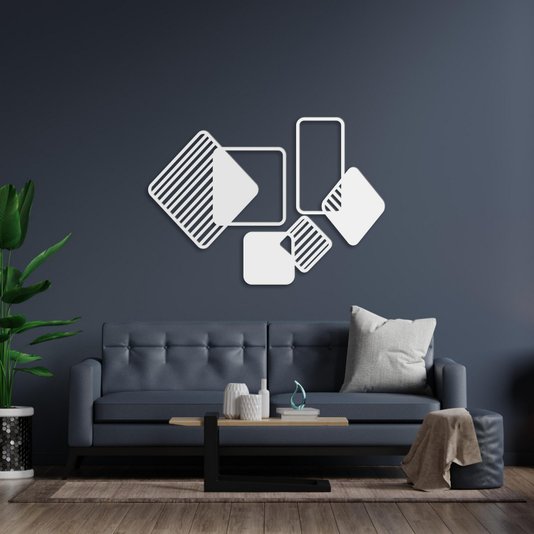 Kit 3 Painéis Geométricos Decorativos em Mdf 3mm Vazado
