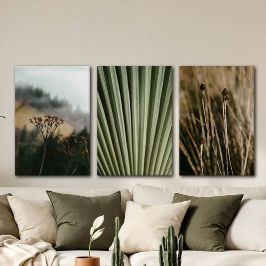 Kit 3 Placas Decorativas natureza Minimalista