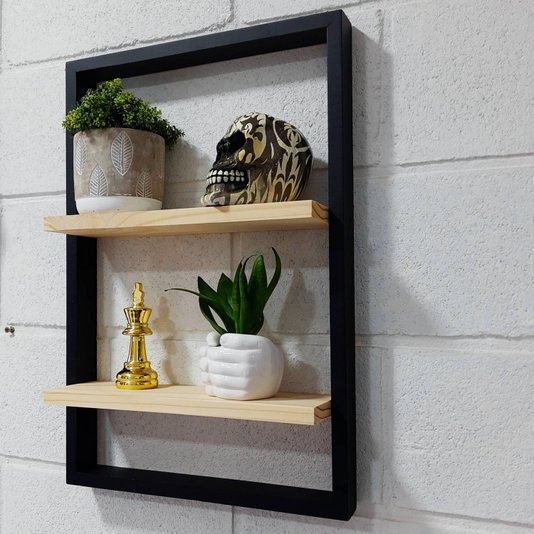 Kit 3 Prateleiras Quadro Nicho Flutuante Decorativa de Parede - 1un 40x60cm e 2un 30x45cm
