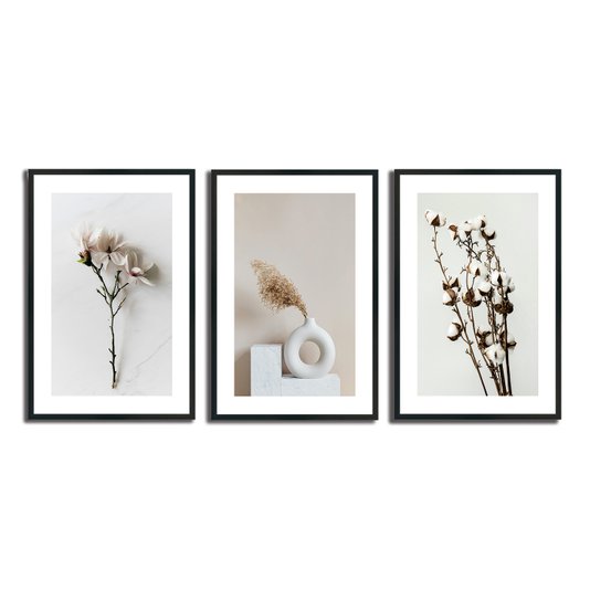 Kit 3 Quadros Decorativos Natureza Minimalista