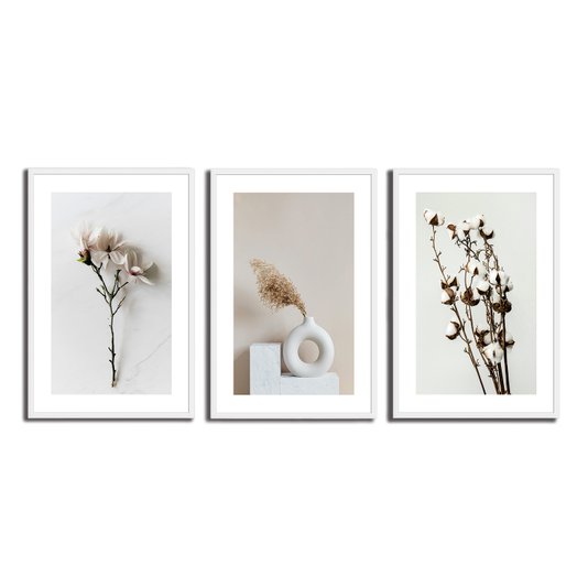 Kit 3 Quadros Decorativos Natureza Minimalista