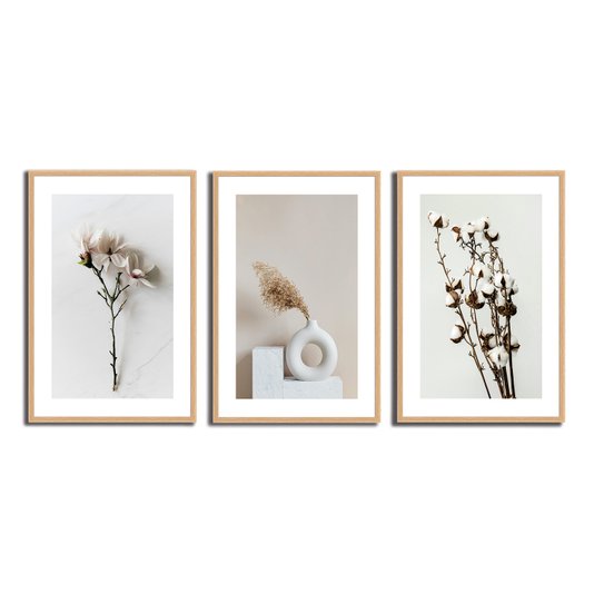 Kit 3 Quadros Decorativos Natureza Minimalista