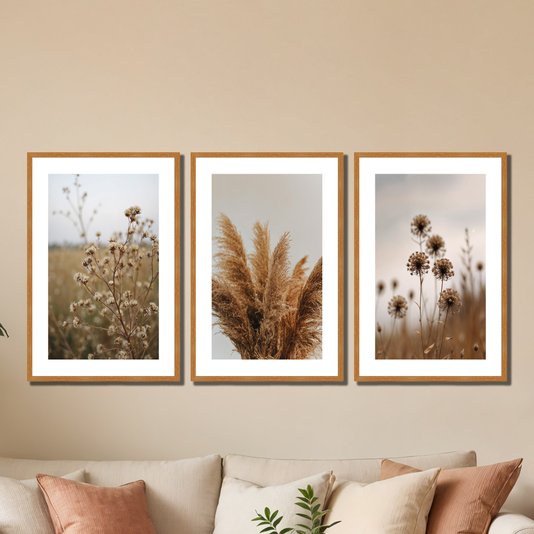 Kit 3 Quadros Decorativos Natureza Minimalista