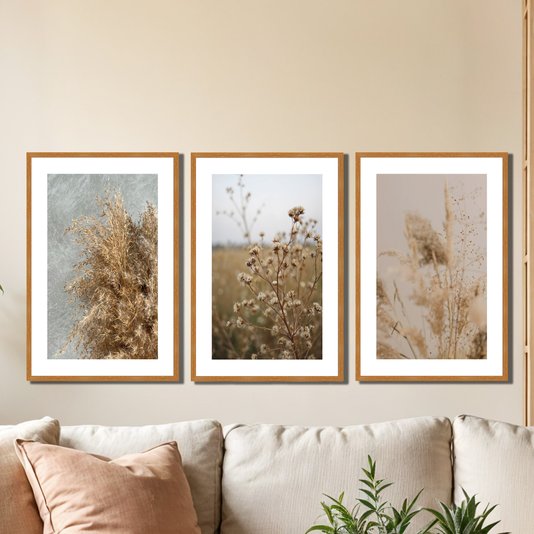 Kit 3 Quadros Decorativos Natureza Minimalista