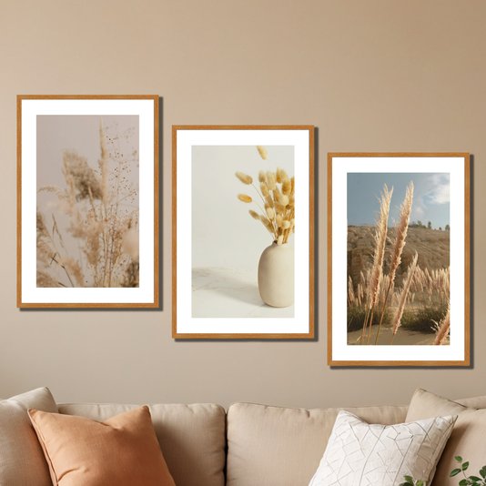Kit 3 Quadros Decorativos Natureza Minimalista