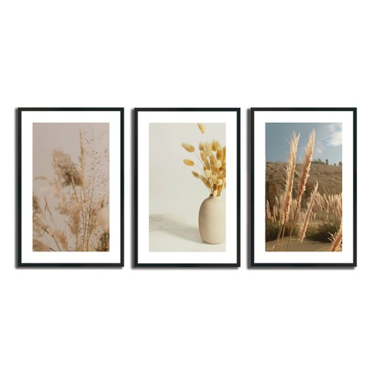 Kit 3 Quadros Decorativos Natureza Minimalista