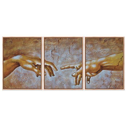 Kit 3 Quadros em Telas Canvas A Criação de Adão Michelangelo