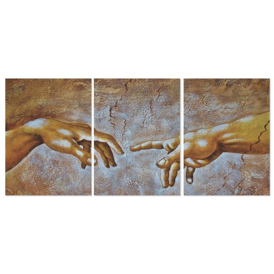 Kit 3 Quadros em Telas Canvas A Criação de Adão Michelangelo