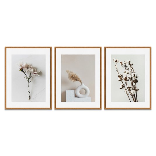 Kit 3 Quadros em Telas Canvas Natureza Minimalista