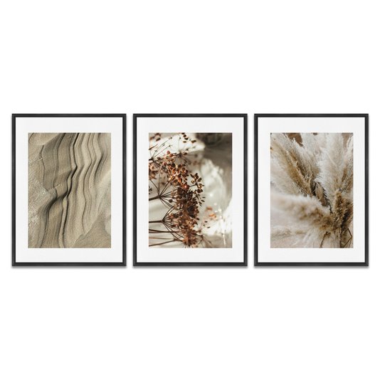 Kit 3 Quadros em Telas Canvas Natureza Minimalista