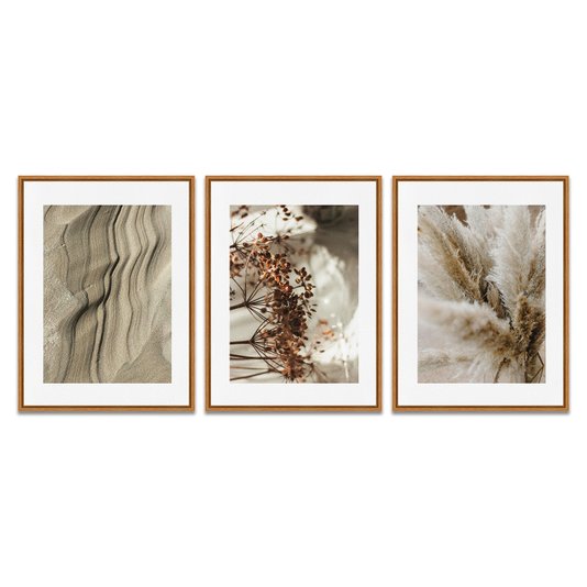 Kit 3 Quadros em Telas Canvas Natureza Minimalista