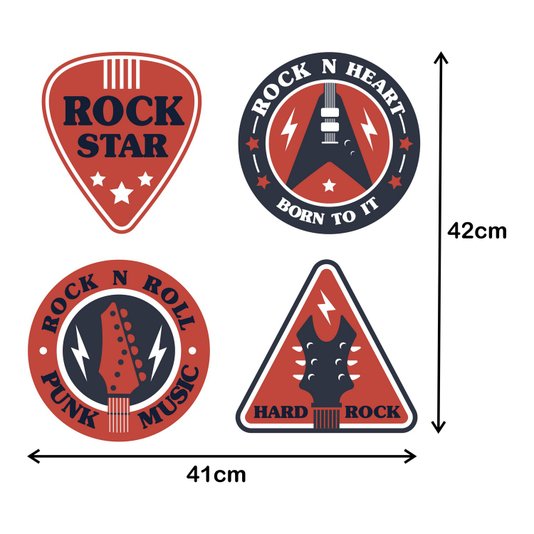 Kit 4 Placas Decorativas Coleção Rock N' Roll Punk Music