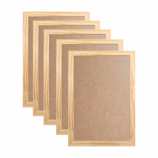 Kit 5 Molduras 40x50cm em Madeira de Pinus com Fundo em MDF - 2x1
