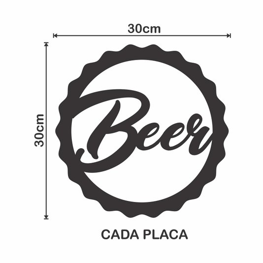 Kit 5 Placas Decorativas Área Churrasco Beer em Mdf 3mm Vazado