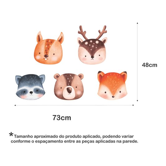 Kit Placas Decorativas para Quarto Infantil Tema Animais Fofinhos - 5 Peças