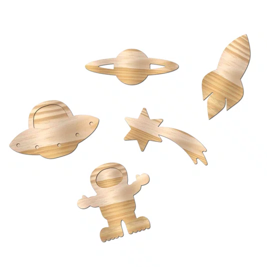 Kit 5 Tábuas Em Madeira Pinus Estilo Espaço Sideral Para Artesanato