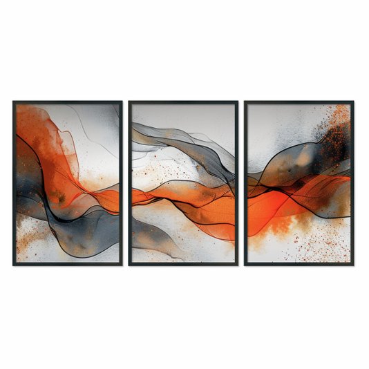 Kit 3 Quadros Decorativos Arte Fluida Abstrata