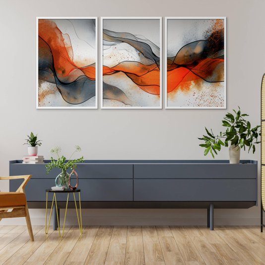 Kit 3 Quadros Decorativos Arte Fluida Abstrata