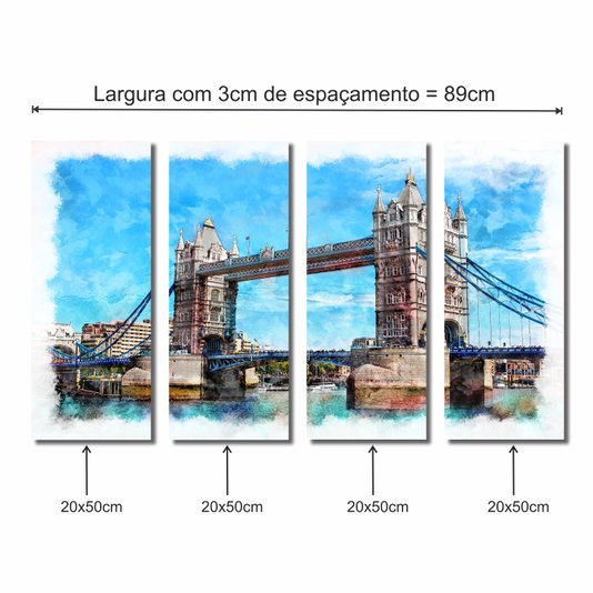Kit de Quadros Decorativos Pintura da Ponte de Londres