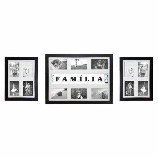 Kit Trio de Quadros Painéis de Parede para 14 fotos 10x15cm - Família