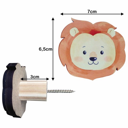 Kit Gancho Cabideiro de Parede Infantil Safari Baby