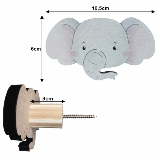 Kit Gancho Cabideiro de Parede Infantil Safari Baby