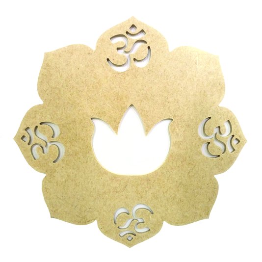 Mandala Vazada em MDF Cru 3mm Flor de Lótus - cnc5