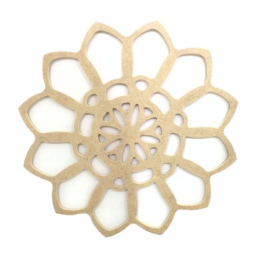 Mandala Vazada em MDF Cru 3mm Flor e Arabescos - cnc4