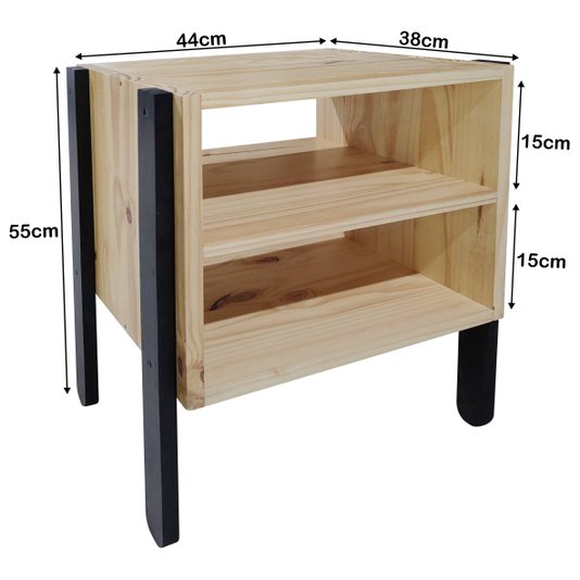Mesa de Cabeceira Estilo Industrial - 55x38x44cm