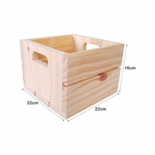 Caixote de Madeira Pinus Decorativo Multiuso Caixa de Feira - 22cm - Farmhouse