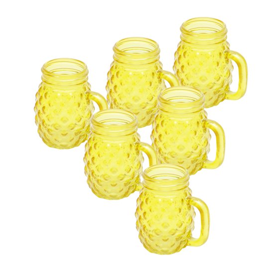 Mini Copo Jarra Abacaxi Vidro Amarelo - URBAN