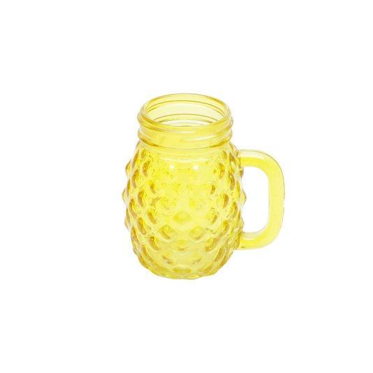 Mini Copo Jarra Abacaxi Vidro Amarelo - URBAN