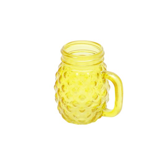 Mini Copo Jarra Abacaxi Vidro Amarelo - URBAN