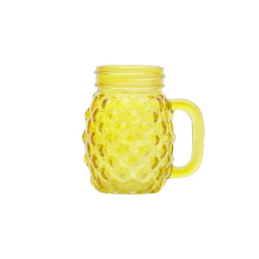 Mini Copo Jarra Abacaxi Vidro Amarelo - URBAN