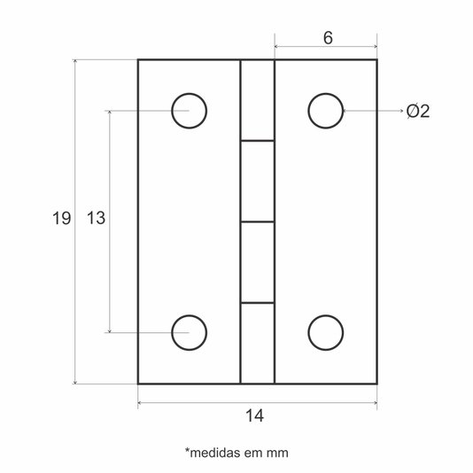 Mini Dobradiça para Artesanato 1,9x1,4cm - Kit com 100 un