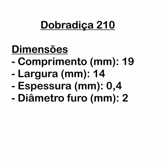 Mini Dobradiça para Artesanato 1,9x1,4cm - Kit com 100 un