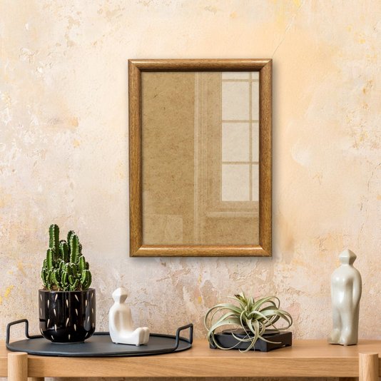 Moldura Abaulada Lisa Revestida Para Quadros E Fotos Com Fundo MDF E Frente Em PS Cristal Transparente- 2x3