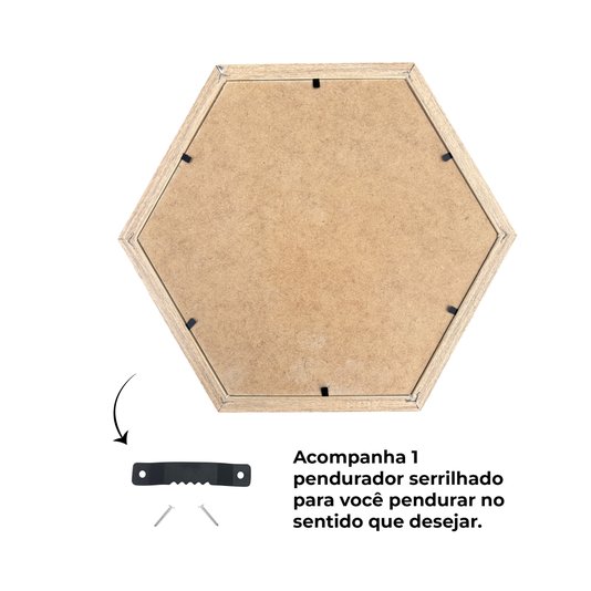 Moldura Hexagonal Caixa Alta Com Vidro Expositora Folhas Secas Bordados Quadros Quilling Scrapbook - Revestida - 1,5x4,5