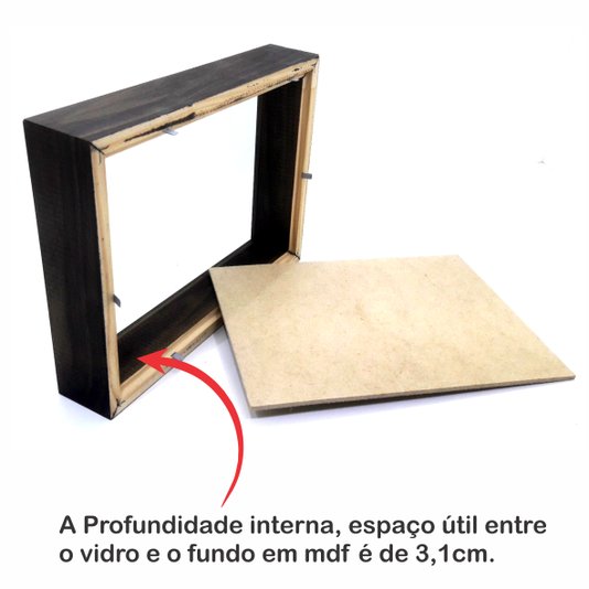 Moldura Caixa Alta com Vidro para Quadros Quilling e Scrapbook - 1,5x4,5