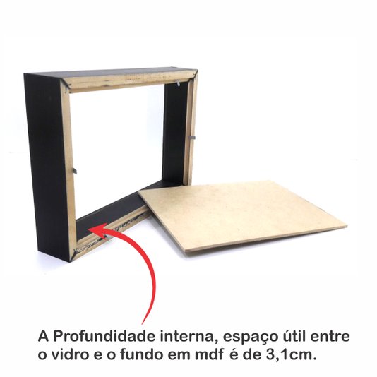 Moldura Caixa Alta com Vidro para Quadros Quilling e Scrapbook - 1,5x4,5