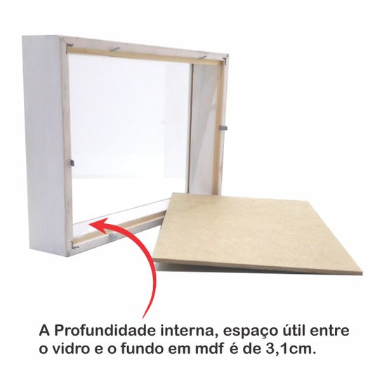 Moldura Caixa Alta com Vidro para Quadros Quilling e Scrapbook - 1,5x4,5